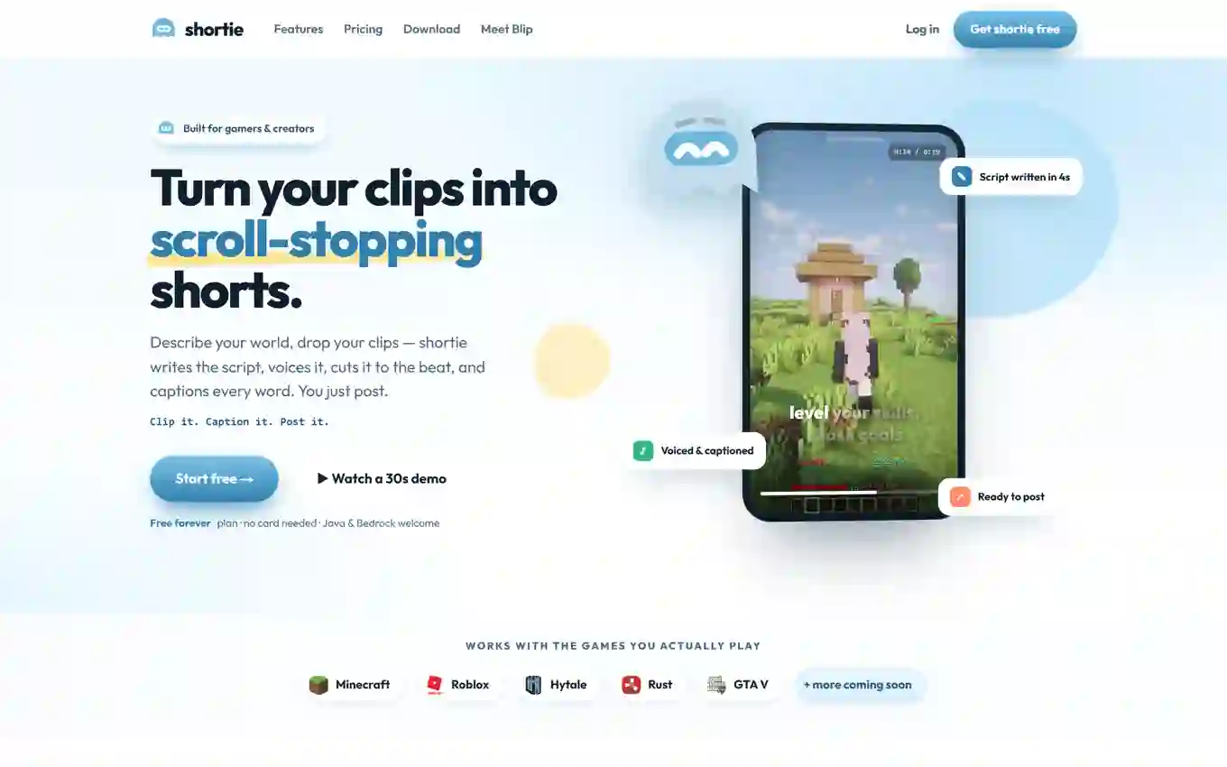 Shortie — live screenshot