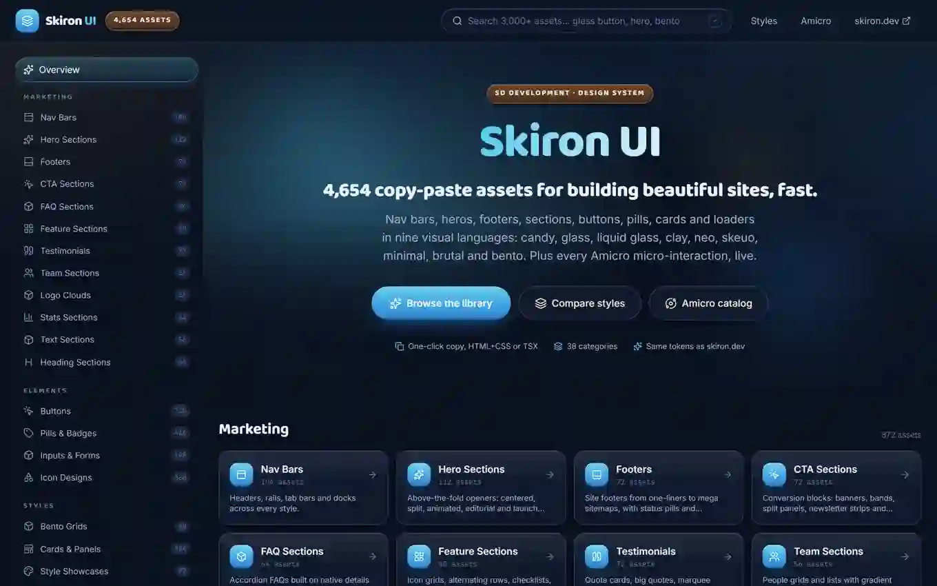 Skiron UI — live screenshot